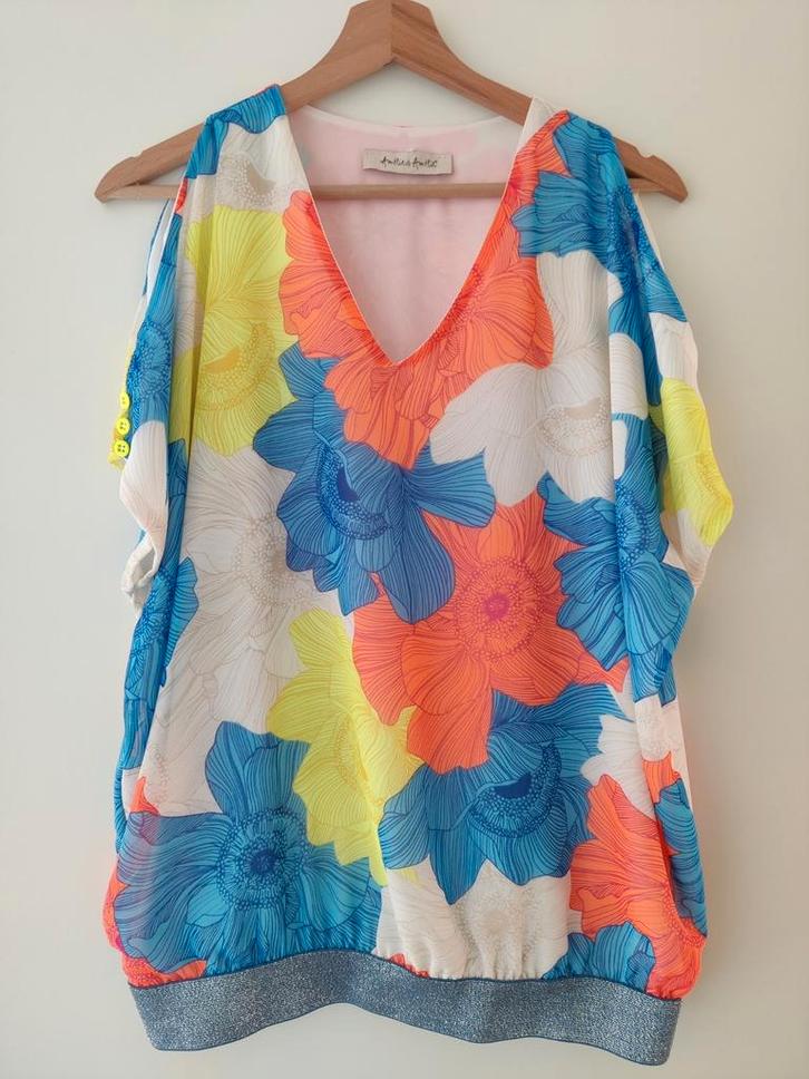 Top Amélie & Amélie bloemenprint (neonkleuren) maat L, Kleding | Dames, Topjes, Zo goed als nieuw, Maat 42/44 (L), Ophalen of Verzenden
