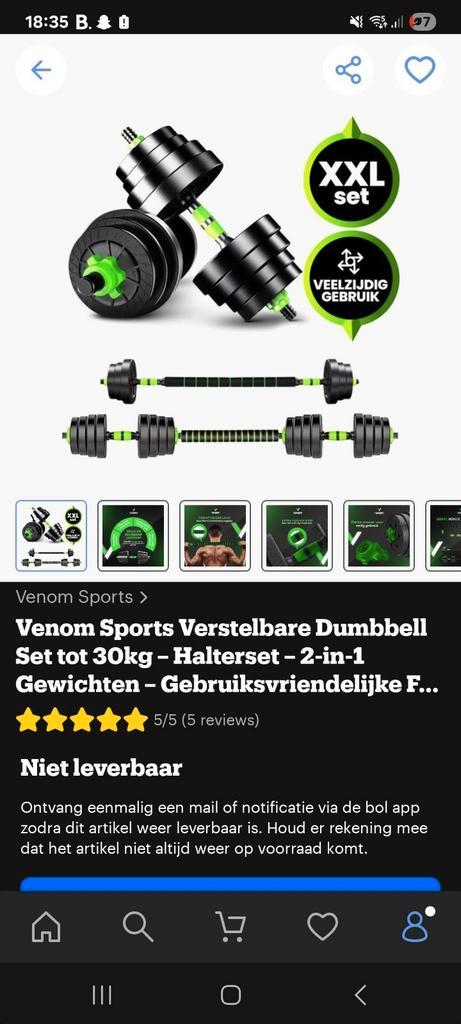 Gewichtenset dumbbell & barbell (verstelbaar), Sport en Fitness, Fitnessmaterialen, Zo goed als nieuw, Ophalen