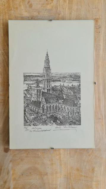 Daniël Winkelmans lithografie O.L.Vrouwekathedraal Antwerpen, Enlèvement ou Envoi
