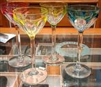 Set van 5 Val St Lambert kleurige kristallen glazen uit de j, Antiek en Kunst, Ophalen
