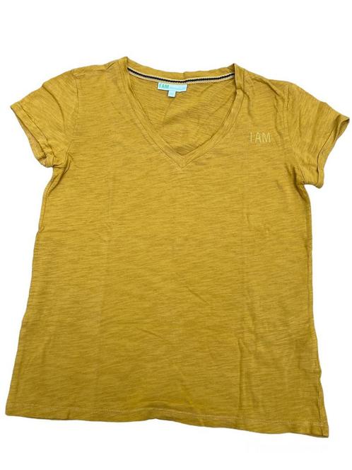 T-shirt I AM oker- mosterdkleur XS 100% biokatoen NIEUWSTAAT, Kleding | Dames, T-shirts, Zo goed als nieuw, Overige kleuren, Korte mouw