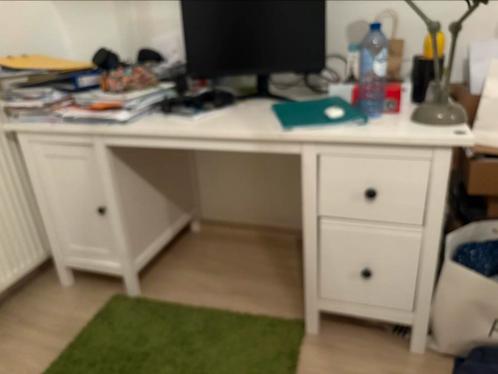 IKEA Hemnes bureau, HEMNES Bureau, wit gebeitst, 155x65 cm, Huis en Inrichting, Bureaus, Gebruikt, Bureau, Ophalen