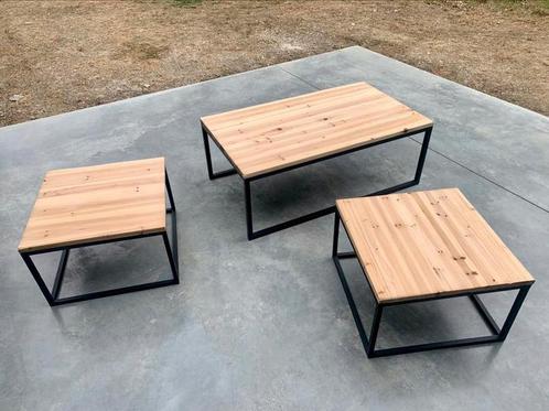 SALONTAFEL MET SET MATCHING BIJZETTAFELS, Huis en Inrichting, Tafels | Salontafels, Zo goed als nieuw, 50 tot 75 cm, 50 tot 100 cm