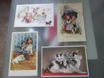4 anciennes cartes postales naives, Ongelopen, Ophalen