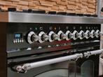 🔥 Poêle Luxe Boretti 90 cm inox noir brillant 2 fours, Electroménager, Comme neuf, 5 zones de cuisson ou plus, Classe énergétique A ou plus économe