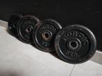 4 x 5kg plaques de musculation (30mm)., Enlèvement, Utilisé, Bras, Plaques d'haltères