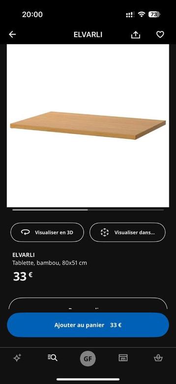 Elvarli tablet 80 x 51 cm bamboe beschikbaar voor biedingen