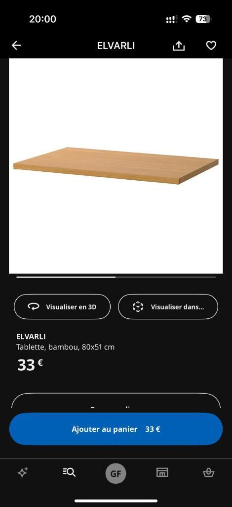 Elvarli tablet 80 x 51 cm bamboe, Huis en Inrichting, Kasten | Kleerkasten, Zo goed als nieuw, 50 tot 100 cm, 50 tot 75 cm, Met plank(en)