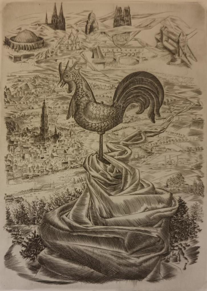 Gustaaf de Bruyne (1914-1987) - De haan, Antiek en Kunst, Kunst | Etsen en Gravures, Ophalen of Verzenden