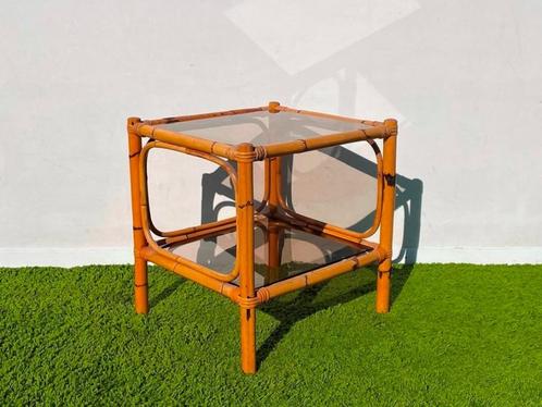 Bamboe salontafel ~ Vintage 70s ~ Lage tafel, Antiek en Kunst, Antiek | Meubels | Tafels, Ophalen of Verzenden