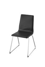 Set van 6 chroom/zwart glanzende stoelen, Vijf, Zes of meer stoelen, Leer, Zwart