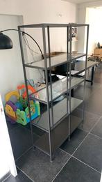 Metalen rek met glazen schappen, Ophalen, Zo goed als nieuw