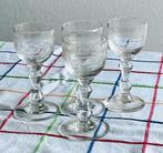 Lot de 4 verres liqueur ancien gravé 19ème siècle +4 Gratuit, Antiquités & Art, Enlèvement ou Envoi