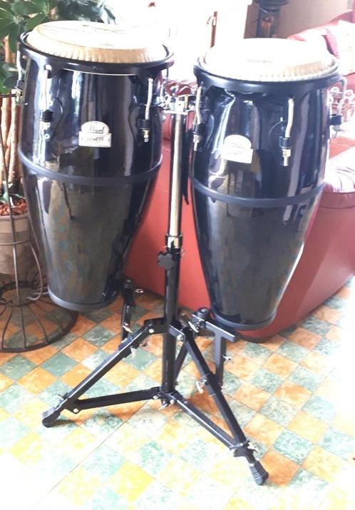 Set conga's Pearl "Primero series" met statief, Muziek en Instrumenten, Percussie, Gebruikt, Trommel, Ophalen