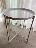 Wit rond bijzettafeltje met dienblad, Huis en Inrichting, Metaal of Aluminium, Rond, Zo goed als nieuw, Ophalen