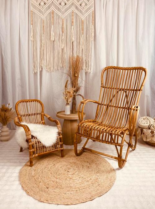 Grote rotan zetel boho/ibiza style, Huis en Inrichting, Zetels | Zetels, Zo goed als nieuw, Ophalen