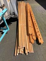 houten stokken 350 cm lang diameter 3,2 cm 24 stuks, Doe-het-zelf en Bouw, Hout en Planken, Grenen, Gebruikt, 25 tot 50 mm, Balk