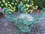 Gietijzeren tafeltje en 4stoelen, Tuin en Terras, Ophalen, Gebruikt, Rond, Metaal