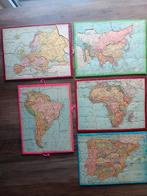 5 Antique map puzzles, 1900: Africa, South America, Asia,..., Enlèvement ou Envoi