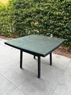 Tafel met glazen blad vierkant 106 cm, Ophalen, Zo goed als nieuw, Vierkant