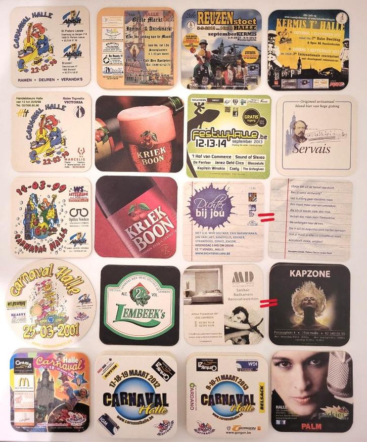 bierviltjes Halle carnaval kermis reuzenstoet duivels bier, Verzamelen, Biermerken, Zo goed als nieuw, Viltje(s), Palm, Ophalen of Verzenden