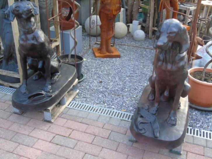 Gietijzeren jachthondenbeeld, het koppel, Tuin en Terras, Tuinbeelden, Nieuw, Dierenbeeld, Metaal, Ophalen