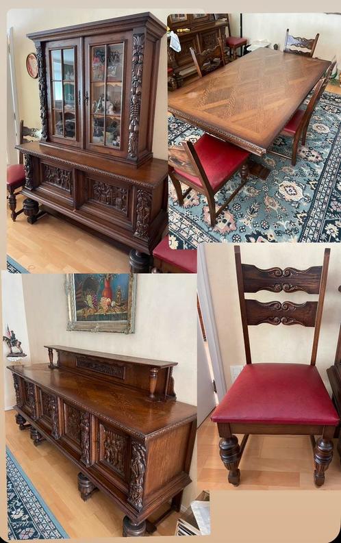 Eetkamer van massief hout, Antiek en Kunst, Antiek | Meubels | Stoelen en Sofa's, Ophalen