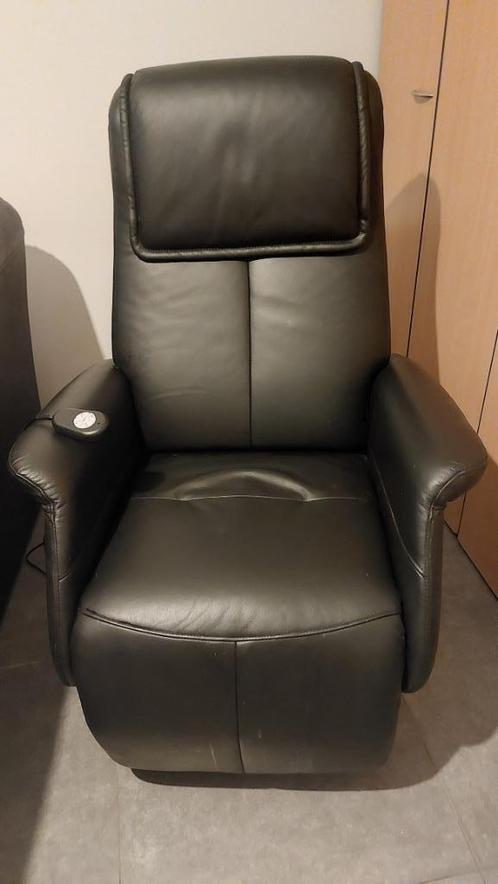 Relaxzetel Cloe Asper zwart, Huis en Inrichting, Fauteuils, Zo goed als nieuw, Leer, 75 tot 100 cm, 75 tot 100 cm, Ophalen