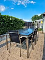 Outdoor terrastafel graniet & inox., Ophalen, Zo goed als nieuw, Rechthoekig, Rvs