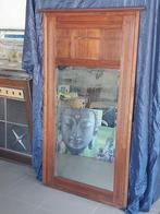 Miroir ancien en chêne, marqueterie, miroir taillé d'origine, Antiquités & Art, Rectangulaire, 50 à 100 cm, Enlèvement ou Envoi