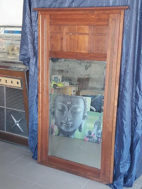 Miroir ancien en chêne, marqueterie, miroir taillé d'origine, Antiquités & Art, Antiquités | Miroirs, 50 à 100 cm, Moins de 100 cm