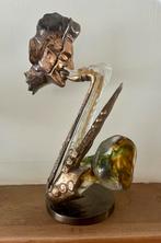 Mooi Kunstwerk uit brons en glaspasta  ‘Birdy’ van Yves Lohe, Antiek en Kunst, Kunst | Beelden en Houtsnijwerken, Ophalen