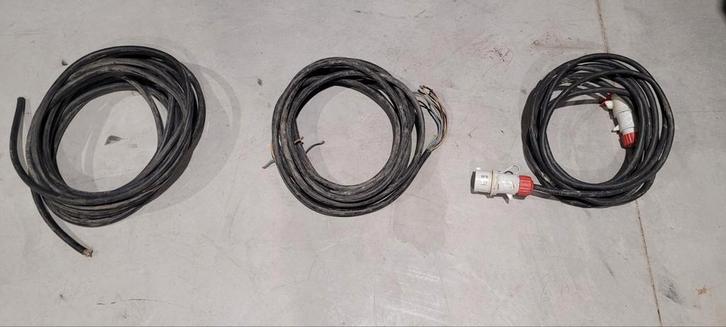 Kabels, 5G6, rubberen mantel, CEE 32A, 8-10-17m, Doe-het-zelf en Bouw, Elektriciteit en Kabels, Gebruikt, Kabel of Snoer, Ophalen