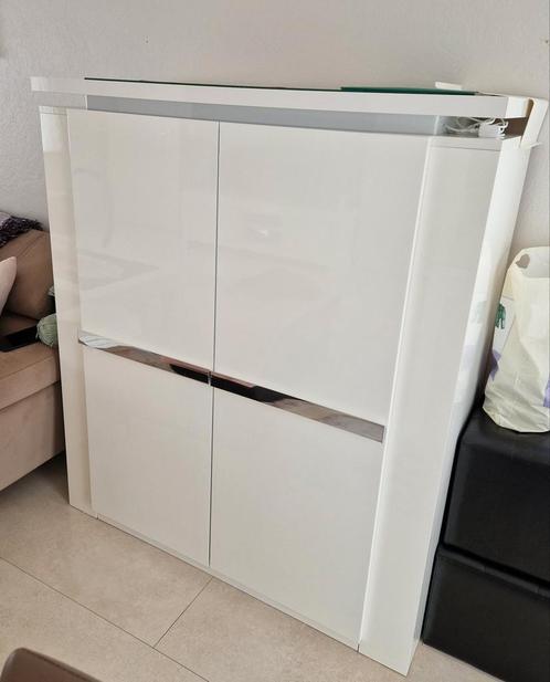 Witte eetkamer, Huis en Inrichting, Complete eetkamers, Zo goed als nieuw, 6 tot 8 stoelen, Ophalen