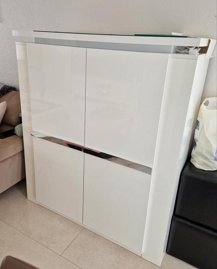 Witte eetkamer, Huis en Inrichting, Complete eetkamers, Zo goed als nieuw, 6 tot 8 stoelen, Ophalen