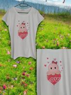 T-shirt strak getailleerd wit octopus love XL, Verzenden, Wit, Maat 46/48 (XL) of groter, Nieuw