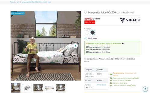 Metalen slaapbank Alice 90x200 cm met matras => 60€, Huis en Inrichting, Slaapkamer | Bedden, Zo goed als nieuw, Eenpersoons, 90 cm