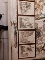 Serie van 4 oude pen- en inkt tekeningen van Brugge, Antiek en Kunst, Kunst | Tekeningen en Fotografie, Ophalen of Verzenden
