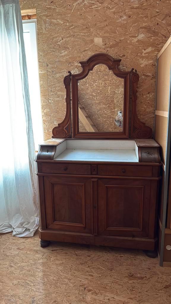 Coiffeuse acajou marbre, Antiquités & Art, Antiquités | Meubles | Armoires, Enlèvement