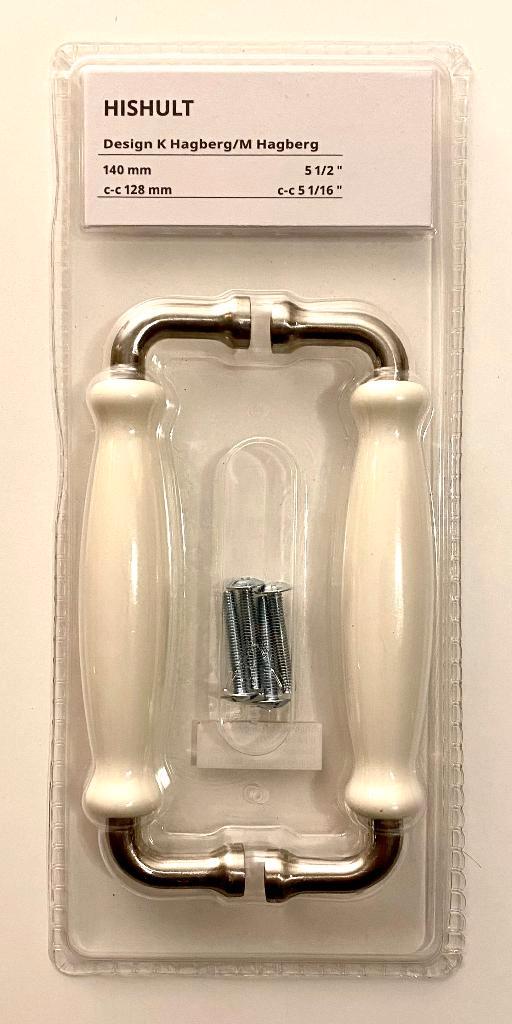 Ikea Hishult porseleinen handgrepen, ecru/verchroomd, 140 mm, Huis en Inrichting, Kasten | Kleerkasten, Nieuw, Minder dan 100 cm
