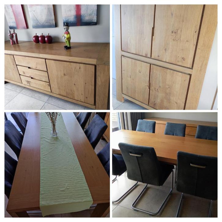 Eetkamer met dressoir, bar, tafel met of zonder 6 stoelen, Huis en Inrichting, Complete eetkamers, Gebruikt, 4 tot 6 stoelen, Ophalen
