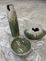 Set decoratieve vazen groen, Huis en Inrichting, Woonaccessoires | Vazen, Ophalen, Zo goed als nieuw, Groen, Aardewerk of Porselein