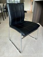 6 zwarte stoelen met chrome poten, Huis en Inrichting, Stoelen, Ophalen, Zo goed als nieuw