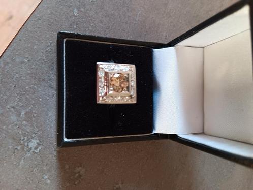 Prachtige art deco ring 18 karaat met Briljant 1,20 ct, Handtassen en Accessoires, Ringen, Goud, Goud, Ophalen