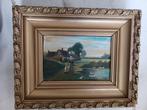 Schilderij Boerin met ganzen, Antiek en Kunst, Ophalen of Verzenden