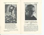 Herinneringprent  Cyriel Verschaeve  1874-1945, Enlèvement ou Envoi, Carte de condoléances