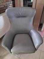 Draaizetel + poef, Huis en Inrichting, Ophalen, Minder dan 75 cm, Leer, Zo goed als nieuw