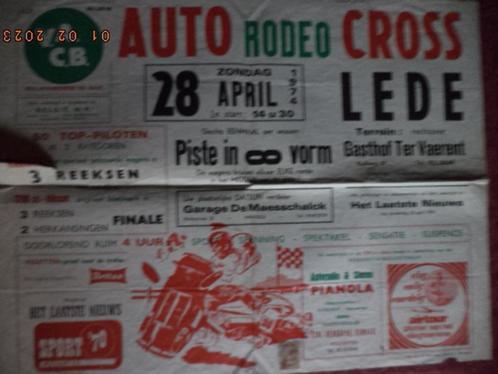 LEDE: Affiche: Auto Rodeo Cross. 28 april 1974. Goede staat., Collections, Posters & Affiches, Utilisé, Sport, Affiche ou Poster pour porte ou plus grand