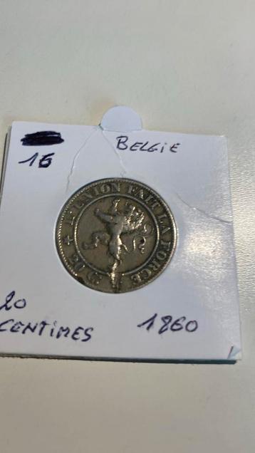 Munt België 20 centimes 1860
