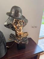 Bronze sculptuur met lamp – Yves Löhé – “Clown met bolhoed”, Ophalen, Zo goed als nieuw